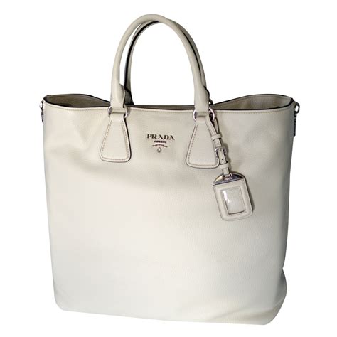 prada white leather|prada leather tote handbag black.